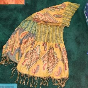 Cotton Pashmina fringe, gathered scarf wrap